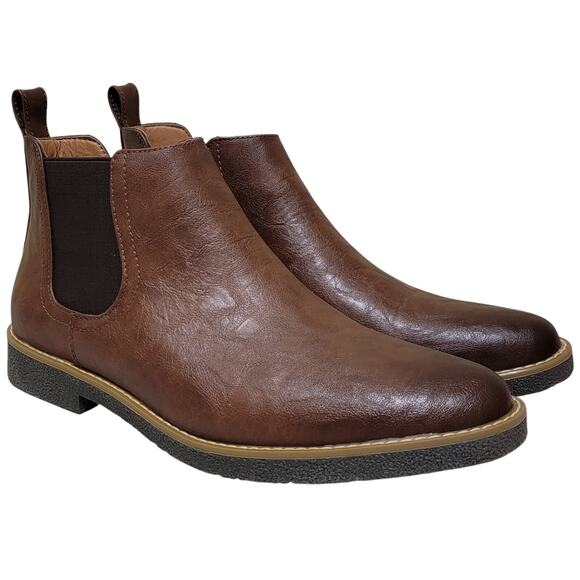 Deer Stags Men Rockland Chelsea Ankle Boots Size US 12M Brown Vegan Leather - Picture 1 of 4